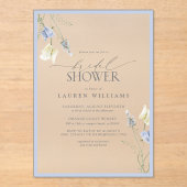 Elegant Dusty Blue Wildflower Vrijgezellenfeest Acryl Uitnodigingen (Voorkant)