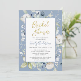 Elegant Dusty Blue Wildflower Vrijgezellenfeest Kaart