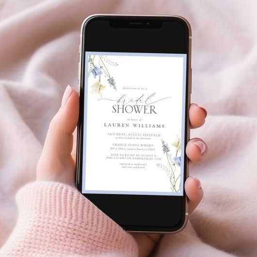 Elegant Dusty Blue Wildflower Vrijgezellenfeest Kaart