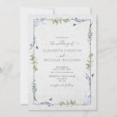 Elegant Dusty Blue Wildflower Waterverf Wedding Kaart (Voorkant)