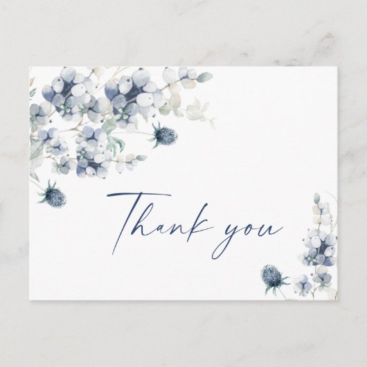 Elegant Dusty Blue Winter Foliage Boho Hartelijk d Briefkaart (Voorkant)