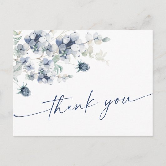 Elegant Dusty Blue Winter Foliage Boho Hartelijk d Briefkaart (Voorkant)