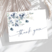 Elegant Dusty Blue Winter Foliage Boho Hartelijk d Briefkaart