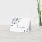 Elegant Dusty Blue Winter Foliage Boho Waterverf Bedankkaart (Voorkant)