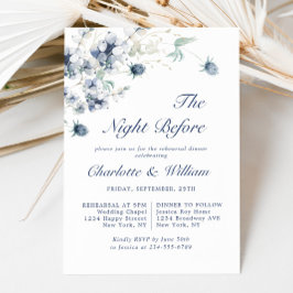 Elegant Dusty Blue Winter Foliage Rehearsal Dinner Kaart