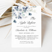 Elegant Dusty Blue Winter Foliage Rehearsal Dinner Kaart