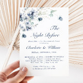 Elegant Dusty Blue Winter Foliage Rehearsal Dinner Kaart