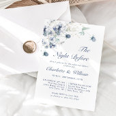 Elegant Dusty Blue Winter Foliage Rehearsal Dinner Kaart