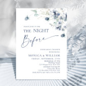 Elegant Dusty Blue Winter Foliage Rehearsal Dinner Kaart