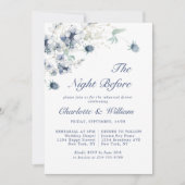 Elegant Dusty Blue Winter Foliage Rehearsal Dinner Kaart (Voorkant)