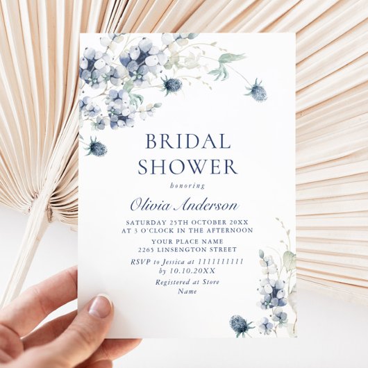 Elegant Dusty Blue Winter Foliage VRIJGEZELLENFEES Kaart