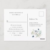 Elegant Dusty Blue Winter Foliage Waterverf RSVP Briefkaart (Achterkant)
