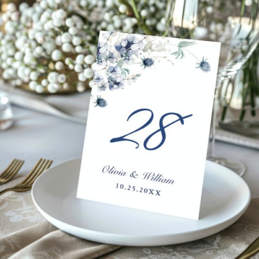 Elegant Dusty Blue Winter Foliage Wedding Kaart