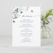 Elegant Dusty Blue Winter Foliage Wedding Menu (Staand voorkant)
