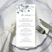 Elegant Dusty Blue Winter Foliage Wedding Menu