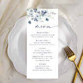 Elegant Dusty Blue Winter Foliage Wedding Menu