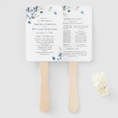 Elegant Dusty Blue Winter Foliage Wedding Programm Handwaaier (Voorkant en achterkant)