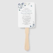 Elegant Dusty Blue Winter Foliage Wedding Programm Handwaaier (Voorkant)