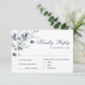 Elegant Dusty Blue Winter Foliage Wedding RSVP Kaartje (Staand voorkant)