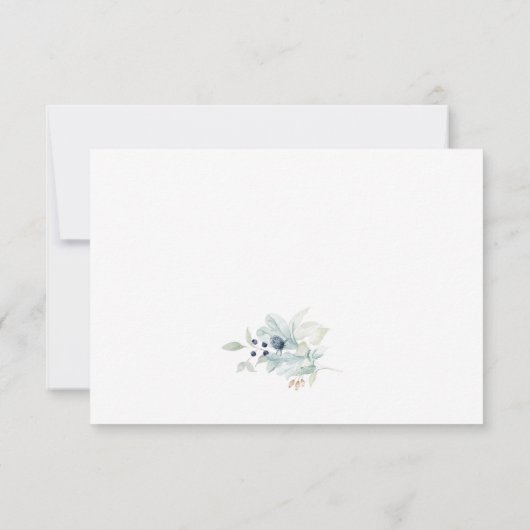 Elegant Dusty Blue Winter Foliage Wedding RSVP Kaartje (Achterkant)