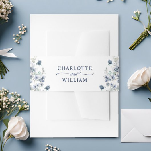 Elegant Dusty Blue Winter Foliage Wedding Uitnodigingen Wikkel