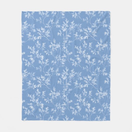 Elegant Dusty Blue Winter Frost Botanical Fleece Deken (Voorkant)