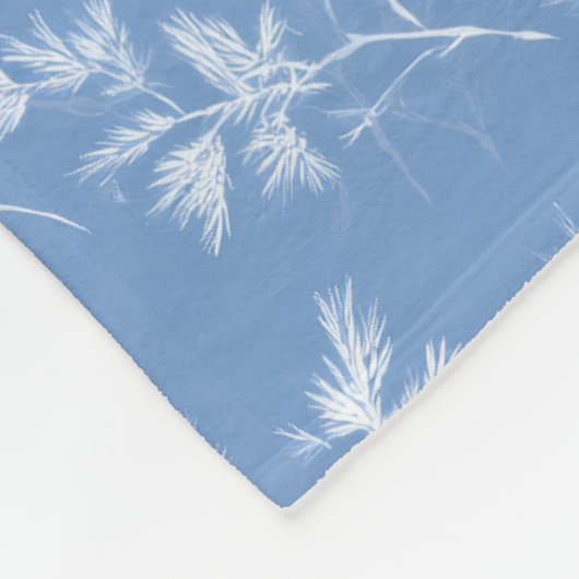 Elegant Dusty Blue Winter Frost Botanical Fleece Deken (Hoek)