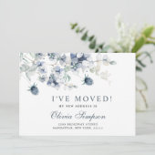 Elegant Dusty Blue Winter Moving Announement Aankondiging (Staand voorkant)