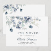 Elegant Dusty Blue Winter Moving Announement Aankondiging (Voorkant / Achterkant)