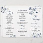 Elegant Dusty Blue Winter Wedding Ceremony Program (Voorkant / Achterkant)