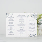 Elegant Dusty Blue Winter Wedding Ceremony Program (Staand voorkant)
