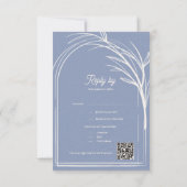 Elegant Dusty Blue With QR Code Wedding Reply By RSVP Kaartje (Achterkant)