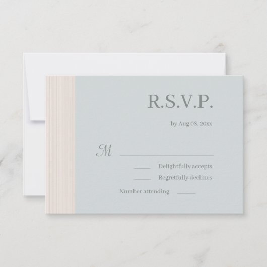 Elegant Dusty Blue Wood Grain Stripes Wedding RSVP Kaart (Voorkant)