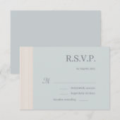 Elegant Dusty Blue Wood Grain Stripes Wedding RSVP Kaart (Voorkant / Achterkant)