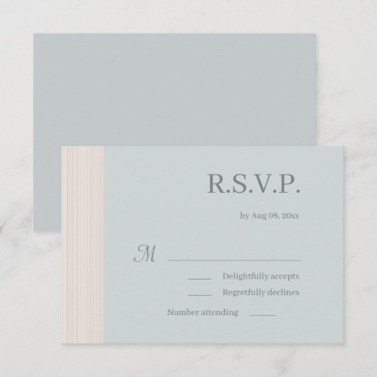 Elegant Dusty Blue Wood Grain Stripes Wedding RSVP Kaart (Voorkant / Achterkant)