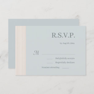 Elegant Dusty Blue Wood Grain Stripes Wedding RSVP Kaart
