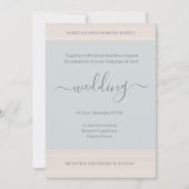 Elegant Dusty Blue WoodGrain Stripes Chic Wedding Kaart (Voorkant)