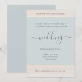 Elegant Dusty Blue WoodGrain Stripes Chic Wedding Kaart