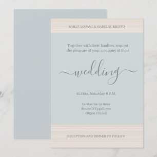 Elegant Dusty Blue WoodGrain Stripes Chic Wedding Kaart
