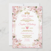 Elegant Dusty Blush Roze Bloemen Goud Mis Quince Kaart (Voorkant)