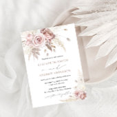 Elegant Dusty Boho en Roos Bloemenbruiloft Kaart
