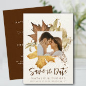 Elegant Dusty Brown Autumn Foliage Fall Wedding Save The Date