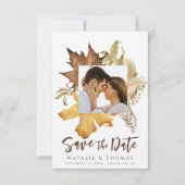 Elegant Dusty Brown Autumn Foliage Fall Wedding Save The Date (Voorkant)