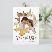 Elegant Dusty Brown Autumn Foliage Fall Wedding Save The Date (Staand voorkant)