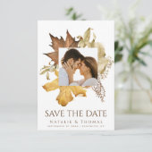 Elegant Dusty Brown Autumn Foliage Fall Wedding Save The Date (Staand voorkant)