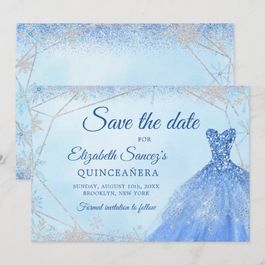 Elegant Dusty Christmas Mis Quince Save The Date Kaart (Voorkant / Achterkant)