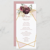 Elegant Dusty Floral Geometric Lijst Menu (Voorkant / Achterkant)