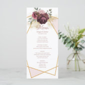 Elegant Dusty Floral Geometric Lijst Menu (Staand voorkant)