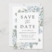 Elegant Dusty Floral QR Code Bruiloft Save The Date (Voorkant)