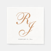 Elegant Dusty Gold Monogram bruiloft servetten (Voorkant)